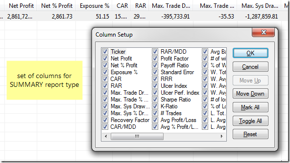 Column setup 2