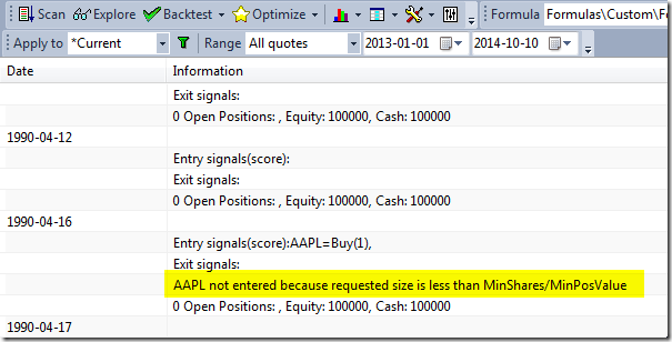 Detailed log output