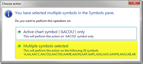 Confirm adding multiple symbols